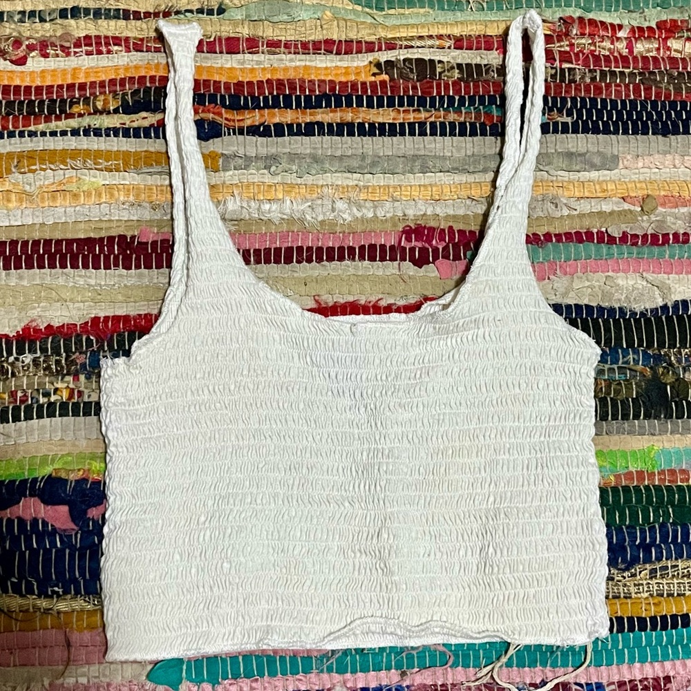 Forever 21 White Smocked Tank Top